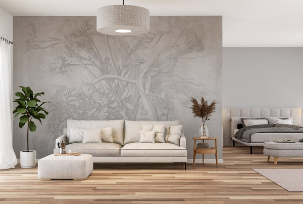 Gray Ombre Flower - Wallpaper in standardized rolls