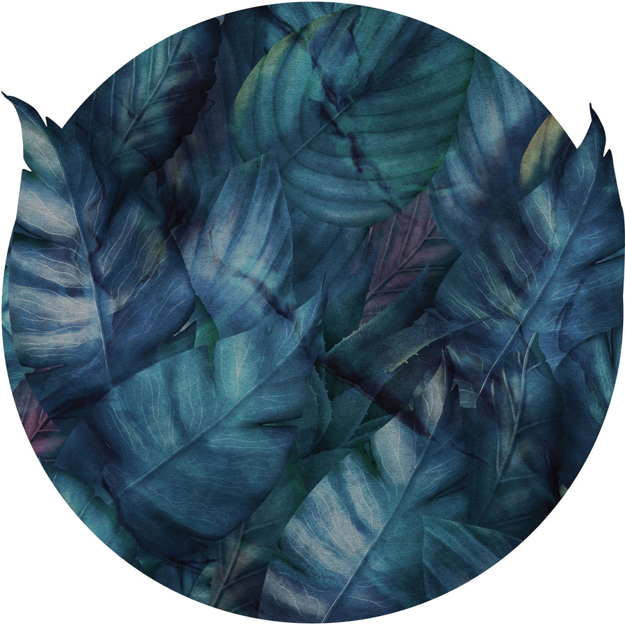 Foliage Blue Circle Wallpaper WMF010B