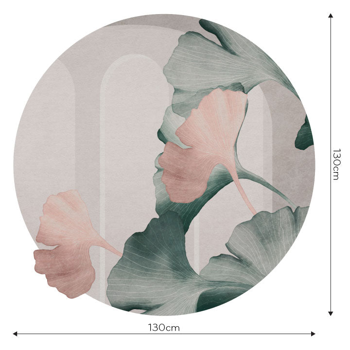 Ginko Leaves Beige Circle Wallpaper WMF019
