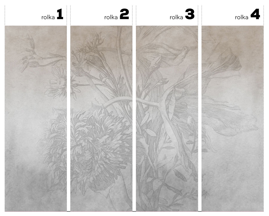 Gray Ombre Flower - Wallpaper in standardized rolls