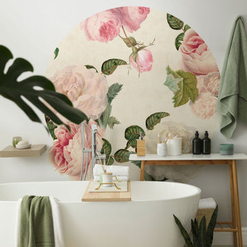 Roses Cream Circle Wallpaper