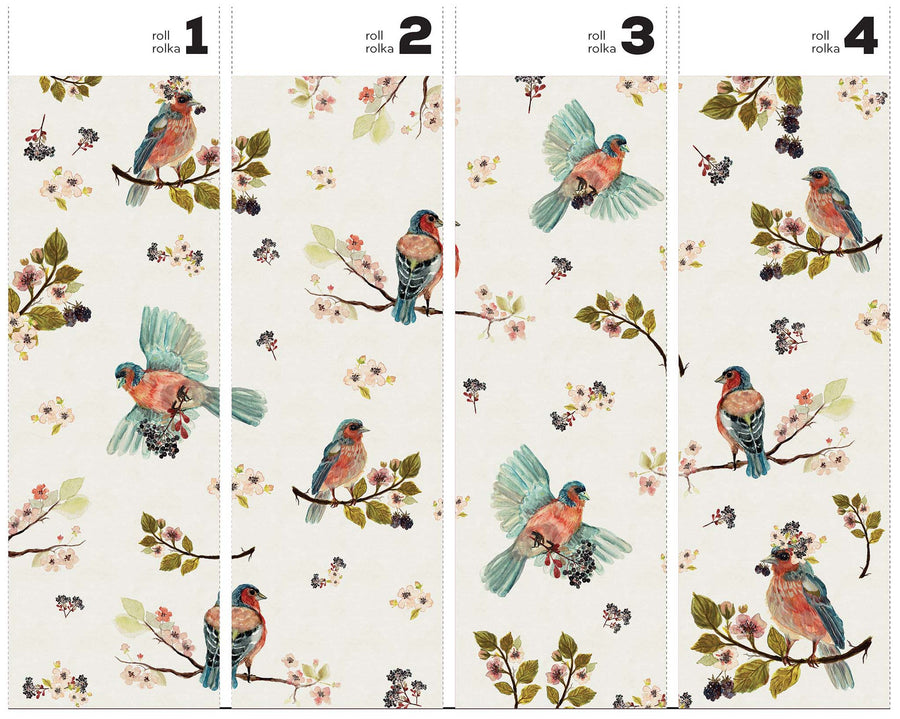 Uccello Cantante Cream - Wallpaper in standardized rolls